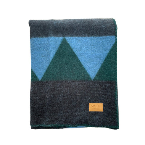 Wool Blanket Large Sharktooth - Blue/Green